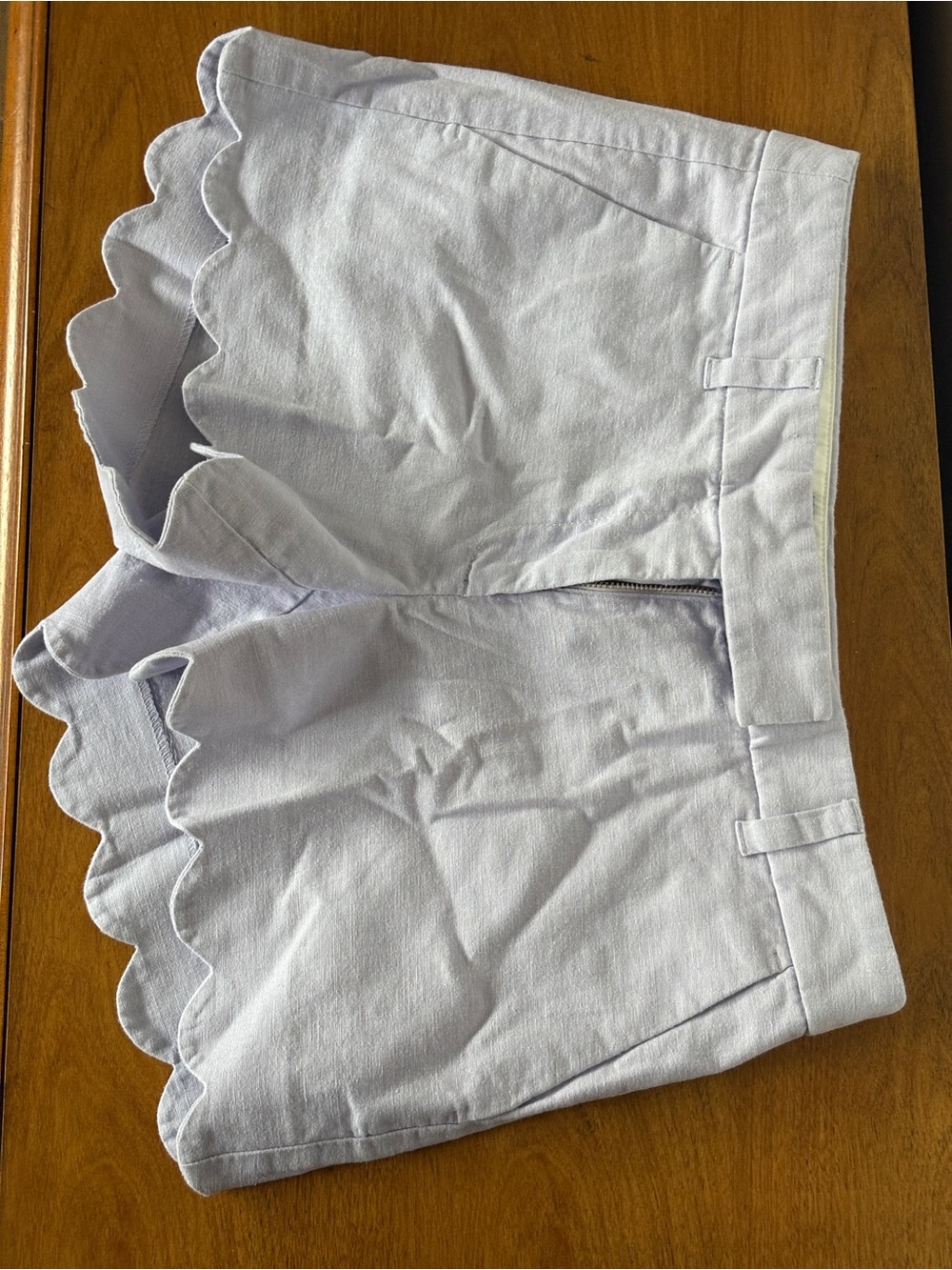 J. Crew Light Lavender Scalloped Hem Shorts